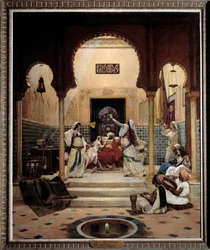 Os dançarinos orientais (barriga) num harém que distrai um pasha. Pintura de Paul Bouchard (1853-1937) 1893 Sol. 1,6x1,3 m Paris, musee d