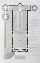 Planta restaurada da Antiga Basílica construída pelo imperador Constantino, gravura do Vaticano e da Basílica de São Pedro