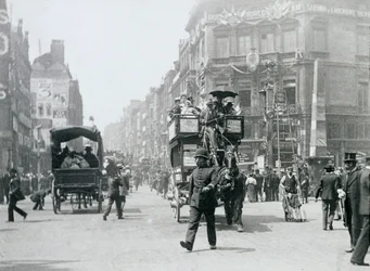 Ludgate Circus, Londres, preparado para o Jubileu de Diamante da Rainha Vitória, 1897