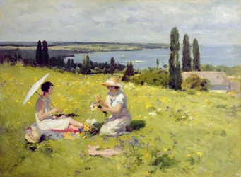 Colhendo flores (óleo sobre tela)