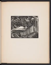 Dark Lake, ilustração de "Places. 7 gravuras reproduzidas de xilogravuras desenhadas e gravadas por Paul Nash, com ilustrações em prosa". Londres, William Heinemann, papel de rosto