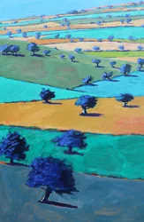 Cotswold Way, From Broadway #1, 2022 (acrílico sobre cartão)