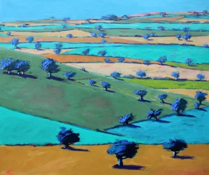 Cotswold Way, From Broadway #2, 2022 (acrílico sobre cartão)