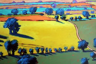 Cotswold Way fechar (acrílico a bordo)