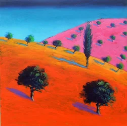 Pink Hill (acrílico no cartão)
