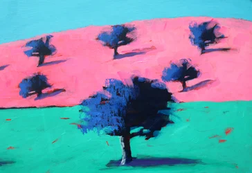 Colinas cor-de-rosa #3, 2022 (acrílico sobre cartão)