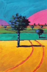 Towards Castlemorton, 2021 (acrílico sobre papel)