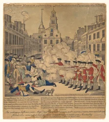 O sangrento massacre perpetrado em King Street, Boston, em 5 de março de 1770.