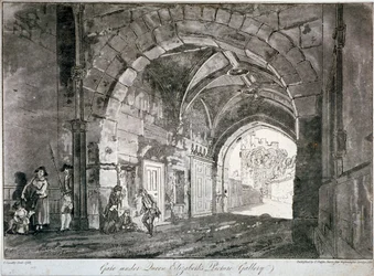 Portão sob a Galeria de Fotos da Rainha Elizabeth, Castelo de Windsor, Berkshire, 1812