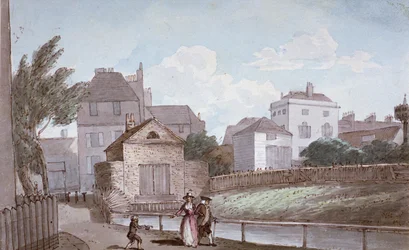 The Thatched House Inn and the New River, Islington, Londres, c1790.