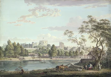 Castelo de Windsor, visto do outro lado do Tamisa (cor de corpo sobre lápis sobre papel)
