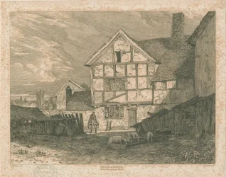Wolverhampton - Ruínas de uma casa em enxaimel: gravura em aço, nº [c 1815]