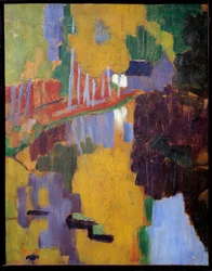 O talismã, a avenida da madeira do amor. O reflexo de um bosque na água. Pintura de Paul Serusier (1863 - 1927)