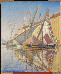 O porto de St. Tropez, França (óleo sobre tela)