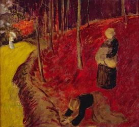 Coletores de samambaias no Bois d "Amour em Pont Aven; Les Ramasseuses de Fougeres au Bois d" Amour em Pont Aven, c.1910