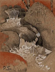 Rochas de Huelgoat, c.1892 (carvão, giz vermelho e branco)