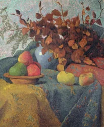 Ainda vida de maçãs e folhas de outono, 1910