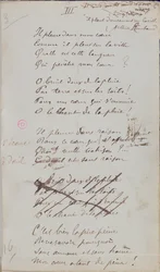 «Il pleure dans mon coeur, Comme il pleut sur la ville...», poema manuscrito de «Romances Sans Paroles», 1873