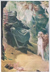 Full fathom cinco teu pai mentiras: de seus ossos são feitos de corais, ilustração de The Tempest, 1908
