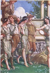 Juno, Ceres e a máscara das ninfas e Reaper, ilustração da tempestade, 1908