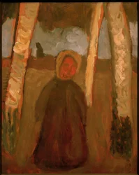 Criança sob bétulas