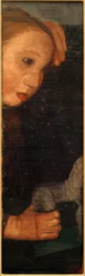 Menina com cavalo de madeira
