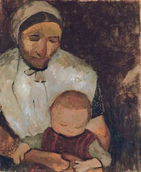 Mulher sentada com criança no colo; Agricultor sentado com a criança no colo, 1903