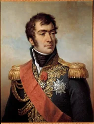 Retrato de Auguste Frederic Louis (Auguste-Frederic-Louis) de Viesse de Marmont, Duque de Raguse Marechal do Império em 1809 (1774-1852) - representado em uniforme com placa da Legião de Honra sob a Restauração. Pintura de Paulin Jean-Baptiste