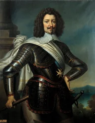 Retrato de Charles de Lorraine, príncipe de Joinville, duque de Joyeuse e 4.º duque de Guise (1571-1640), neto de Henri de Guise. Pintura de Paulin Guérin (1783-1855), século XIX, altura 1,22 x 0,96 m