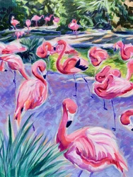 Cena tropical com flamingos cor-de-rosa