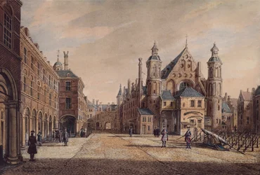 Uma vista do Binnenhof, Haia (aquarela)