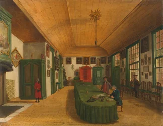 Interior da sala da sociedade "A arte obtém-se com o trabalho" em Leide