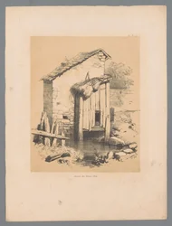 Vista de um celeiro na água Forêt (título no objeto) Rostos pitorescos de Paulus Lauters (título da série) Etrennes pittoresques pour 1839, par Lauters (título da série)