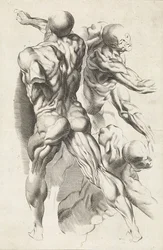 Estudo anatômico de três figuras com braços estendidos O livro de desenho de Peter Paul Rubens (título da série)