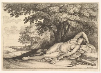 Caçadora adormecida, 1625-77.