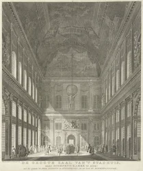 Câmara Municipal na Praça da Barragem em Amesterdão
A Grande Câmara Municipal, vista da sala do vereador: com a saída dos Senhores Prefeitos e Vereadores, para fazer o seu próprio penhor (título sobre o objecto)