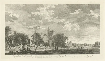 Ruínas da fábrica de pó de Sollenburg após a explosão de 14 de Agosto de 1758
Restos da fábrica de pó de Sollenburg no Overtoomse Weg de Amesterdão, explodida em 15 de Agosto de 1758 (título sobre o objecto)