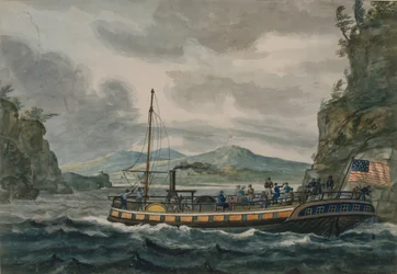 Viagem de barco a vapor no rio Hudson, 1811-ca.1813.