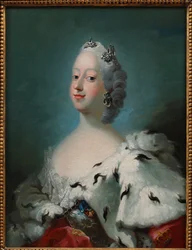 ""Retrato de Louise of Great Britain, Queen of Denmark (1724-1751)"" Pintura de Peder Als (1726-1776) por volta de 1750 A coleção David