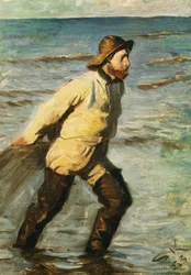 Um pescador transportando em suas redes, 1883
