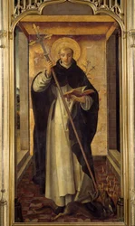 Representação de Santa Domingas de Guzman (1170-1221), fundador da Ordem Dominicana Pintura por Pedro Berruguete (1450-1504) Sol do século XV. 1,77x0,9 m Madrid, Museu do Prado