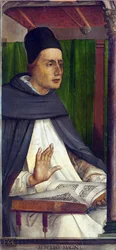 Santo Alberto Magno (1205-1280) (Albertus Magnus, Alberto de Bollstädt, Alberto de Colónia), dimensões: 116x53, cerca de 1473-1475, Galeria Nacional das Marcas, Urbino