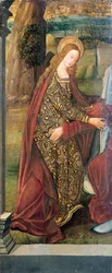 A Visitação - uma ala de retábulo, um fragmento (óleo sobre fundo dourado)