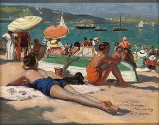 A l&39;Ami Bourgeois, St. Jean de Luz (óleo a bordo)