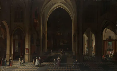Interior de uma Igreja Gótica à Noite Olhando para Leste