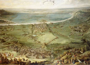 As tropas espanholas e imperiais derrotadas pela França e Sabóia em Valenza Po,