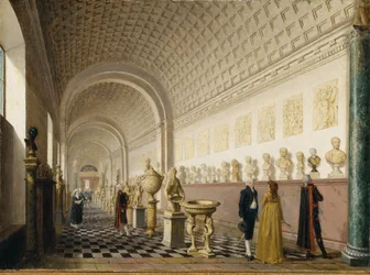 Galeria interna do Museu Real no Palácio Real, Estocolmo, 1796