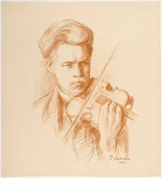 Heikki a tocar (o irmão do artista)
