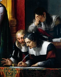 Gustavus II Adolphus Vasa impondo o juramento de fidelidade à sua filha Cristina, detalhe, de Pelagius Pelagi (1775-1860), óleo sobre tela