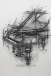 Grand Piano, 2005 (carvão vegetal sobre papel)